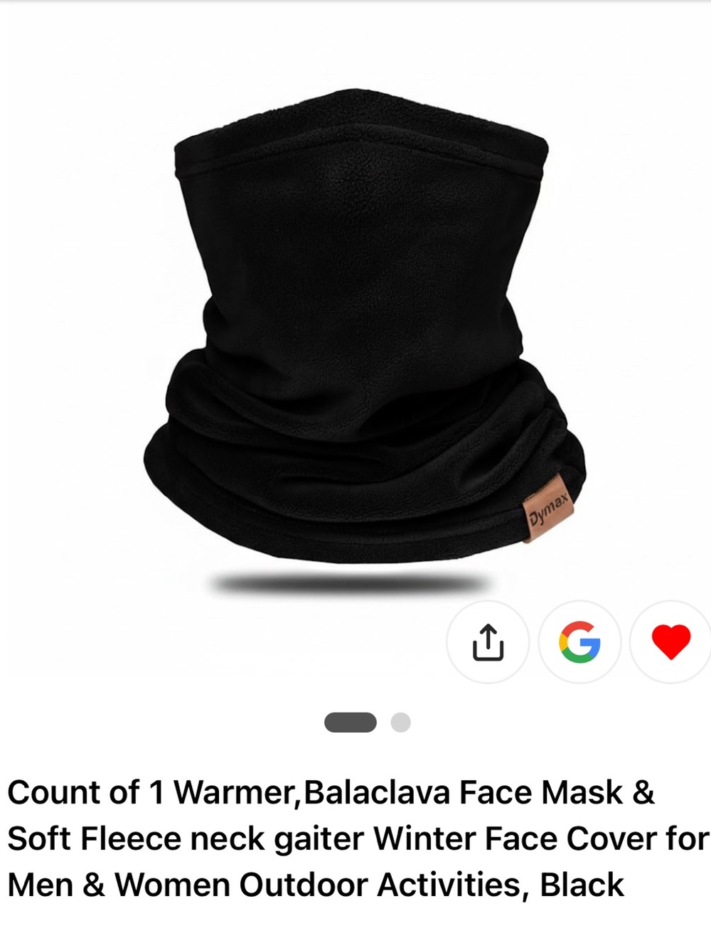 Black Fleece Neck Gaiter Balaclava - Unbranded